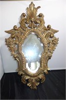 PAIR BEVELED GLASS DECORATIVE MIRRORS CARVED,