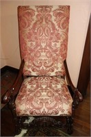 HIGH BACK JACOBEAN STYLE ARM CHAIR CARVED