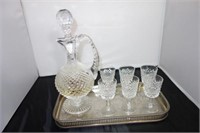 7 PC. WATERFORD CRYSTAL SHERRY SERVICE 6 GLASSES,