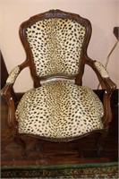FRENCH STYLE ARM CHAIR LEOPARD PRINT UPHOLSTERY