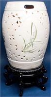 Vintage Chinese Porcelain Drum Lamp Retrofit