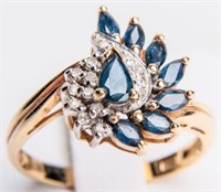 Jewelry 10kt Yellow Gold Diamond & Sapphire Ring