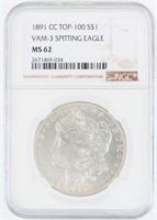 Coin 1891-CC Morgan Silver Dollar MS62