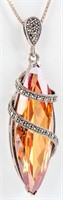Jewelry Sterling Art Deco Orange Gemstone Necklace