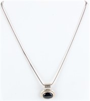 Jewelry Sterling Silver Onyx Pendant Necklace