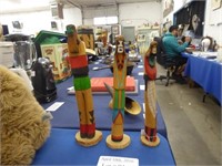 3 HAND CRAFTED KACHINA TOTEM DOLLS "LONGHAIR",