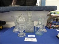 GROUP OF MISC. GLASSWARE FOOTED EGG SHAPED CANDY