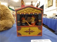 PAINTED CAST IRON MECHANICAL BANK "PUNCH &JUDY"