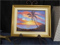 FRAMED ORGINAL OIL ON BOARD "SUNSET" BY ARTIST JAN