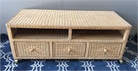 66-WICKER (ROLLING) MEDIA/TV CABINET