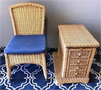 66-WICKER CHAIR AND ACCENT TABLE
