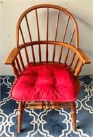 554-CURVED BACK (WOODEN) SIDE CHAIR-(RED CUSH.)