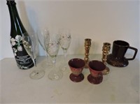 Hand painted Champagne Bottle & Glasses