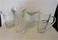 Crystal Vase, Art Glass Water Pitcher, etc