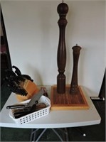 Selection of Knives, Pepper Mills, Cutting Board
