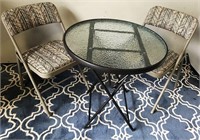 11-(ROUND) FOLDING TABLE AND (2) CHAIRS