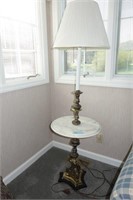 BRASS & MARBLE FLOOR LAMP/TABLE