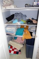 CONTENTS OF CLOSET IN GRAY BATHROOM & PINK