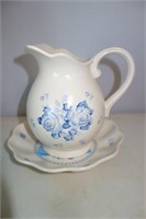 CROWNING TOUCH - 6" BLUE & WHITE BOWL & PITCHER