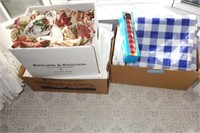3 BOXES OF ASSORTED KITCHEN LINENS AND