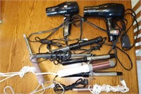 BOX LOT-BLOW DRYERS & CURLING IRONS