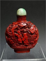 Chinese Carved Cinnabar Snuff Bottle