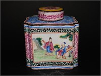Chinese Qianlong Canton Enamel Tea Caddy