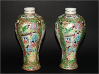 Pair of Chinese 19c. Rose Medallion Vases