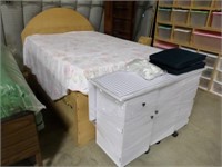 Bed with Tempur-Pedic mattress / sewing cabinet