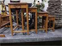 Oriental hand carved nesting tables