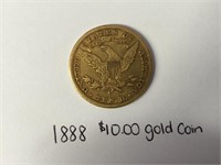 1888 Ten dollar gold back side