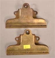 Pair of Brass Vintage PRR Wall Clips