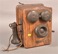 Wooden Telephone w/Brass Tag “The Property of Penn