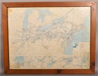 Conrail System Map in Wooden Frame