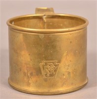 PRR Stamped Brass Drinking Cup w/ Ribbed Handle. H