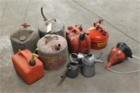 (11) ASSORTED FUEL CANS, (3) OIL CANS AND (6)