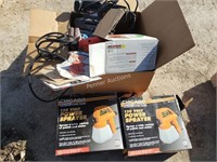 2 120V Paint Sprayers, Palm Sanders, Sand Paper