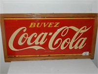 FRENCH COCA COLA TIN SIGN in OAK FRAME