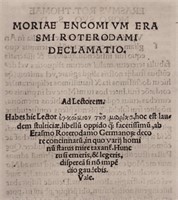 Erasmus. Moriae Encomium (The Praise of Folie)