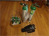 8 Oxygen Cylinders and 3 Regulators