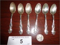 6 Pieces Sterling Silver Demitasse Spoons