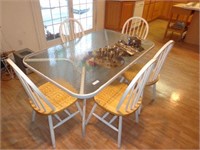 Glass Top Table and 5 Chairs