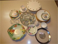 Handpainted Plates and Bowls, Hobnail Opalescent