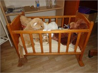 Wooden Cradle & Stuffed Toys