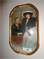 Vintage Colorized Photo in Frame with Convex Glass