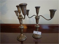 Weighted Sterling Candleholders, Pair