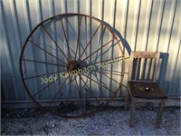 Large 53" antique iron wheel