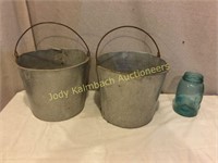 Pair of antique feed buckets