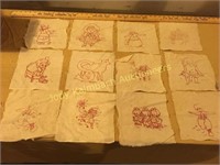 Antique redwork embroidery square for quiliting