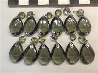 12 smoke glass chandelier prism drops